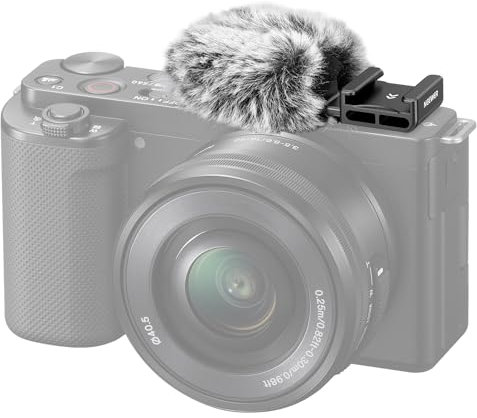 Neewer Cold Shoe Wind Muff for ZV Series Vlog Cameras, Microphone Furry Windscreen with Cold Shoe Mount Adapter Accessory Compatible with Sony ZV-1F ZV-E10 ZV-1 ZV-E1 ZV-1 II, CA133 Black