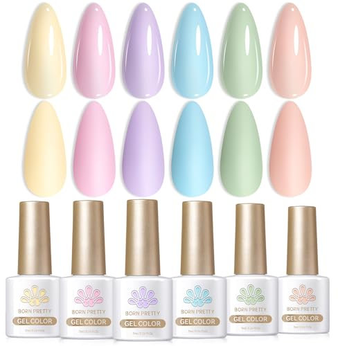 Born Pretty UV Nagellack Pastell Frühling Sommer Gel Nagellack Macaron Bonbon süß Soft Pink Gelb Lila Blau Grün UV LED Soak off Manicure Gel Lacquer Varnish