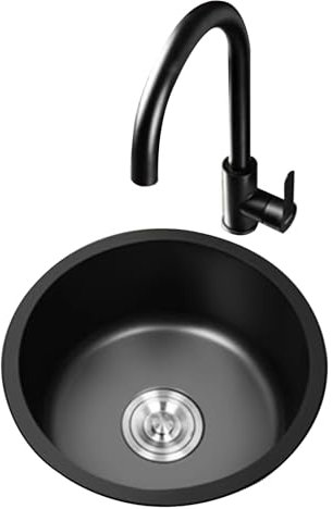 Cuisines Mini Évier Rond En Acier Inoxydable Évier Simple De Petite Taille Lavabo De Cuisine Pour Légumes Et Lave-mains Évier Sous-comptoir À Eau Avec Robinet(36 * 36cm)
