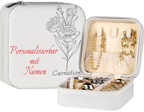 loongway Reise Schmuckkästchen personalisiert Klein schmuckschatulle mädchen mit namen Personalisierte Geschenke für Frauen schmucketui tragbare Geschenk für Geburtstage Weihnachten Muttertag