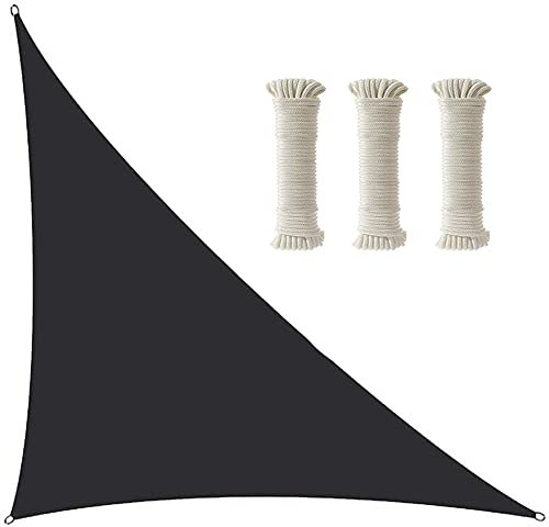Outdoor Waterproof Triangle Sun Shade Sail Canopy Awning Right Angle Sail Parasol for Patio Backyard Hot Tub 3x4x5m Black Includes Free Rope