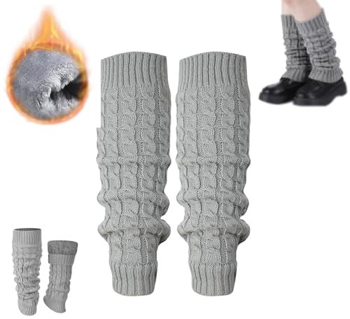 Beinwärmer für Damen, Winter, warme Beinwärmer, Stiefelsocken, gehäkelt, lange Stiefelsocken, Winter, mit Fleece gefüttert, Beinwärmer für Damen (2 Stück - H, Einheitsgröße), 2 Stück - H, One size
