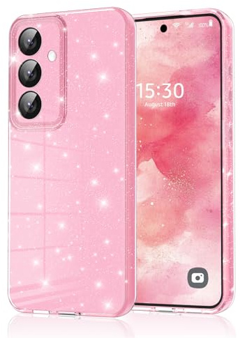 Eherui Mobiltelefonskal för Samsung Galaxy A16 4G/5G glitter, silikon TPU anti-fingeravtryck fodral, stötsäkert fodral, tunt, reptåligt och fallskydd, skyddsfodral för Samsung A16, rosa