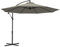 Outsunny 3(m) Garden Banana Parasol Cantilever Umbrella with Crank Handle, 8 Ribs and Cross Base for Outdoor, Hanging Sun Shade, Light Grey