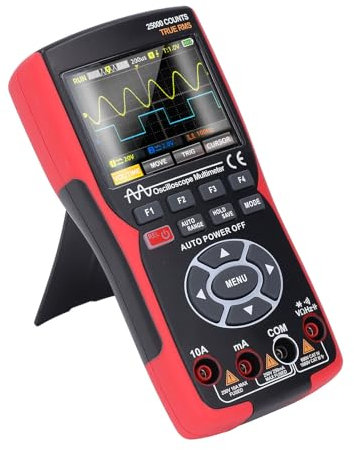 Upgraded Handheld Oscilloscope, 50MHz Bandwidth 3IN1 Digital Oscilloscopes Multimeter, 250MS/s Sampling Rate 2 Channel Oscilloscope 25000 Counts Digital Multimeter Waveform