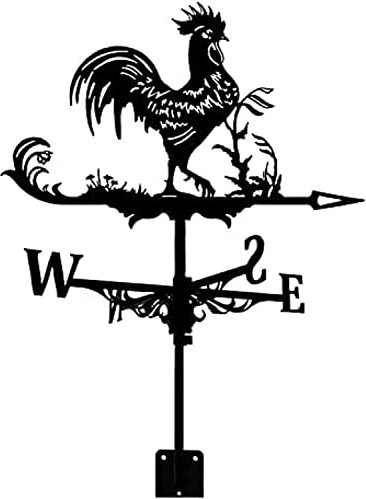 Segnavento a forma di gallo in ghisa con tetto montato, banderuola soffiata a forma di gallo, decorazione in metallo per esterni