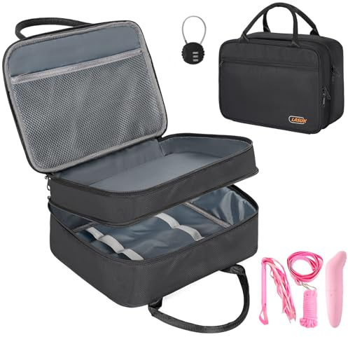 LASUK Storage Bag With Digit Combination Padlock For Private Cards Files Documents Cash Accessories Travel Cable Combination Lock Bag, Double Layer