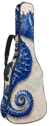 102 102 cm gitarrväska, 1 cm tjock svamp mjukt vadderat gitarrfodral för akustisk elektrisk bas klassisk gitarr, mystiska lotusblommor och flygande trollsländor, Flerfärg 06, 42.9x16.9x4.7 in