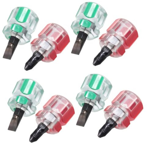 DIYEAH Juego De 8 Mini Destornilladores De Cabeza Plana y Cruz Mango Corto, Portátil y Resistente Para Reparaciones Hogar, Dispositivos Electrónicos y Vehículos, Set Compacto De Plástico y Metal