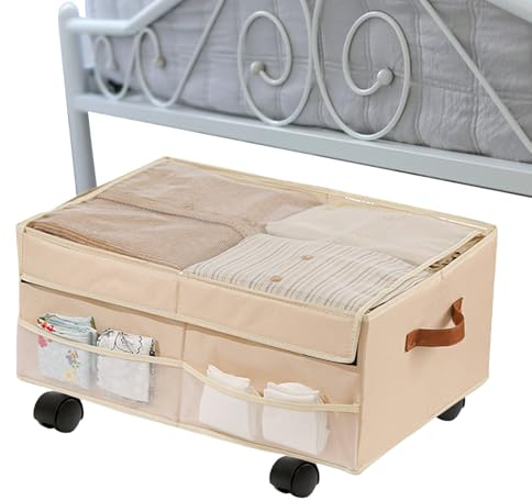 Générique Mobile Organizer Bin, Rolling Storage Box, Compact Utility Container For Vehicle Travel College Workplace Camping Bedroom Carport Basement Garage Dormitory With Waterproof Wheels