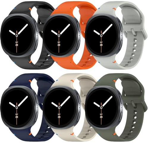 BDIG 6 st sportarmband kompatibla med Samsung Galaxy Watch 8/8 Classic, Ersättande mjuka silikonband för män kvinnor