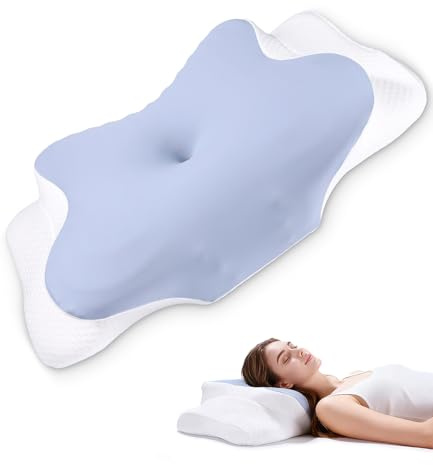Woxovo Oreiller Ergonomique Cervical, Oreillers Memoire Forme, Coussin Cervicales, Oreiller Papillon, Oreillers Anti-ronflements, Convient aux Dormeurs sur Le Dos, sur Le Côté et sur Le Ventre
