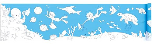 Hape Malpapierrolle „Ozean“ - 5 Meter Malrolle für Kinder, Kreatives Zeichen- und Malpapier für Kinder, Bastelpapier und Ausmalrolle, Kreativspielzeug für Jungen und Mädchen ab 3 Jahren