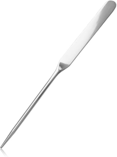 Hopzab Stainless Steel Makeup Spatula Liquid Foundation Spatula Reusable Ergonomic Cosmetic Stirring Rod for Mixing Cosmetic Scraping Jars Foundation Application, Makeup Art Beauty Salon