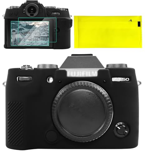 BCMCZCDC Custodia protettiva in silicone per Fujifilm XT50, accessorio con 2 pellicole proteggi schermo, protezione per obiettivo rimovibile per fotocamera digitale Fujifilm X-T50