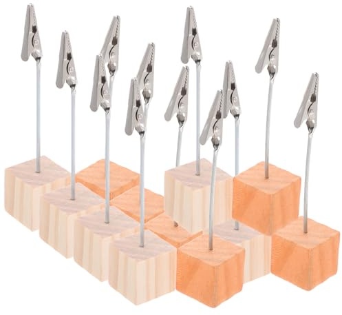 CONGARTENO 20 pièces Lot de Supports Photo Bois avec Pinces Socle Bois Naturel Porte-numéros de Table Polyvalent pour Bureau Mariage et Organisation de Notes