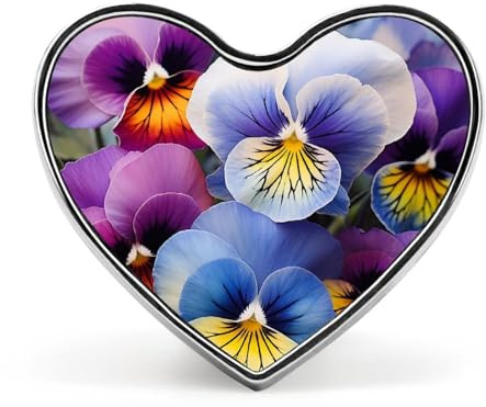 Pansy Perfection Buttons Pin Memorial Boutonniere for Wedding Groom Bride, Customize Lapel Heart Pin for Christmas, Men Women Costume Decorative Fashionable Brooches