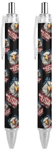 Druckkugelschreiber mit Adler-Flagge, USA, blaue Tinte, 0,5 mm, feine Spitze, Schreibstift, Bürobedarf, 2 Stück, wie Bild 3