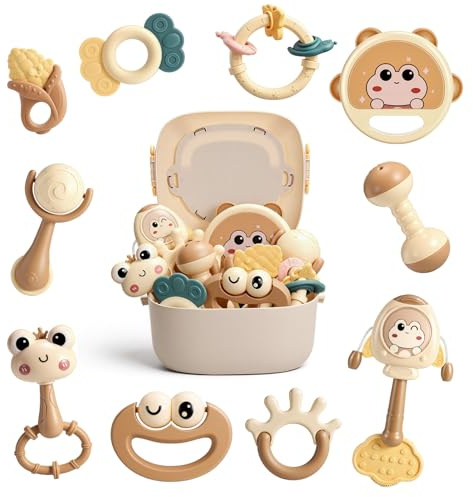Wootoyz Baby Spielzeug ab 0 6 8 12 Monate,Rasseln Beißring für 6-12 Monate Babyspielzeug ab 6-18 Monate Baby Geschenk Junge Mädchen Montessori Spielzeug Baby ab 0-12 Monate Neugeborenen Geschenk