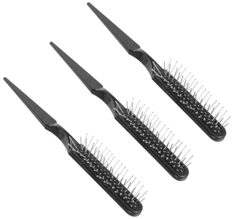 DINHEAROM Set 3 Pz Spazzole per Chioma in Abs Nero Punta a Coda per Sezionare e Creare Partizioni, Perfette per Donne e Parrucche, per Uso Professionale