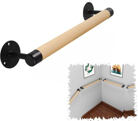 MACAGGTNTU Pasamanos De Madera Para Escaleras 50cm 80cm 120cm Balaustre De Seguridad Redondo Pasamanos De Pared Barandilla Escalera Para Interior Exterior(50cm/1.6ft)