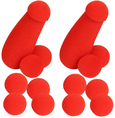 Miepkvl Kleiner Sponge Brother-Zaubertricks, Rote Schwammbälle, Weicher Bananen-Streichschwamm mit 4 Roteschwammbällen, Lustige Magic Sponge Balls für Bühnenzauberzubehör (2 Set)