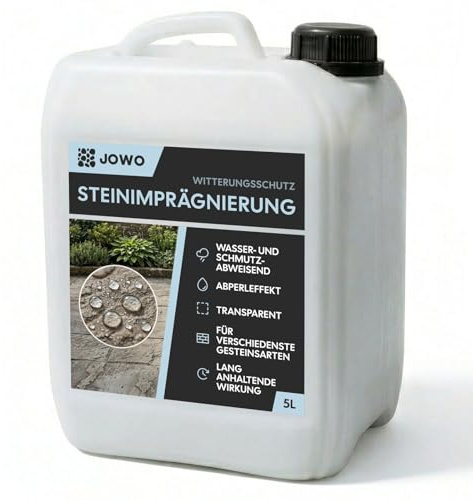 Steinimprägnierung 5L für (40–60 m²) - Hochwirksame Steinversiegelung für innen & außen - ideal für Terrasse, Pflastersteine, Beton & Naturstein - Schutz vor Schmutz, Flecken & Grünbelag.