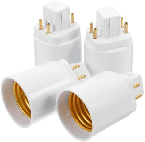 HAKIDZEL Adaptador de Bombilla G24 a E27 para Bombilla 4 Pines, Convertidor de Base de Lámpara Pbt, 4 Piezas, Uso en Hogar y Oficina