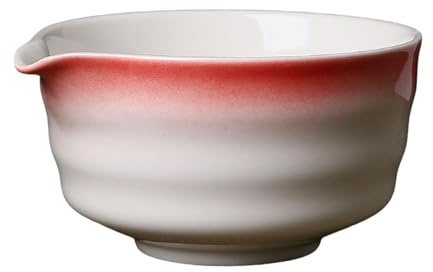 Amagogo Tazón de Té Matcha de Cerámica, Artesanal, Accesorios para Matcha, Tazón para Mezclar Matcha, Taza de Té Japonesa para Principiantes, Familiare, Rojo, Individual