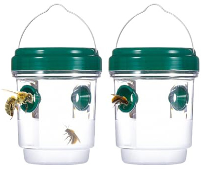 Hitopin Piege Frelon Asiatique, Piège à guêpes avec Lampe Solaire, Piège Vivant écologique à Suspendre, Suspendre Solaire piege a frelon, pour Jardin Balcon Moustique, Mouche, Moucheron(2*Vert)