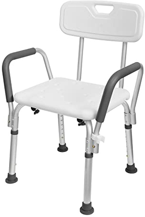YEATHOR Shower Chair Shower Stool Height Adjustable Includes Padded Armrest Aluminium Shower Seat to Sit on in Shower and Bathtub Mobility & Disability Aids for Elderly, 200kg Capacity