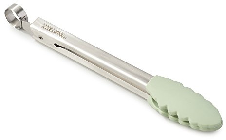 Zeal Silicone Non Stick Kitchen Mini Tongs with Stainless Steel Handle (20cm) -Sage Green, 20 cm
