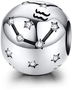 LaMenars Damen 925 Sterling Silber Charms und Perlen mit 12 Sternbildern, kompatibel mit Pandora & Europäischen Armband Halskette, Sterling-Silber