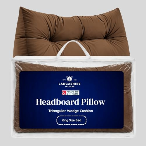 Lancashire Textiles Limited Manufacturers of quilts, pillows and homewares Faux Suede Triangular Wedge Cushion - King Size Bed - 20 x 50 x 150cm - Peat Brown