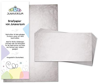 Briefpapier mit Umschlag Briefpapier-Set Vintage grau Motivpapier für Einladungen Hochzeit Urkunden (10 Blätter + 10 Umschläge)