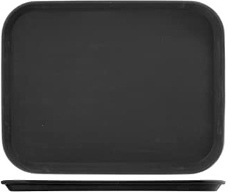 H&H 9184335 Vassoio Antiscivolo Rettangolare, Plastica, Nero, 35 x 25 cm