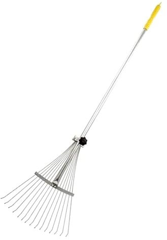 Garden Rake, Adjustable Rake for Gardening - 120 cm / 47″, Moss Removal Rake, Quick Clean Up of Lawns and Yards, Soil Rake, Artificial Grass Rake - Ideal Gardening Tool