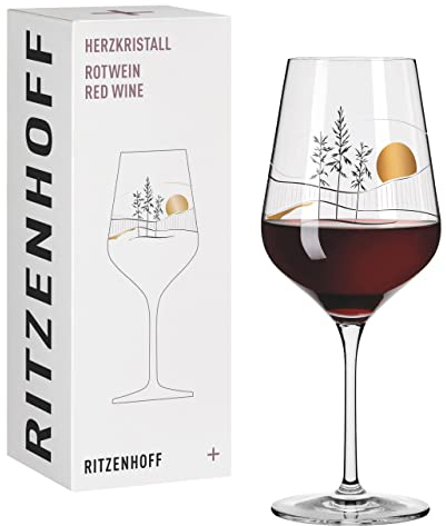 Ritzenhoff 3001008 Copa de vino tinto 500 ml - Serie Herzkristall No. 8 - Vaso con motivo japonés en oro rosa - Made in Germany