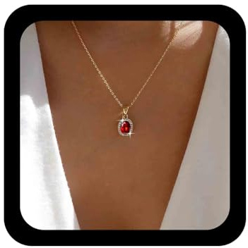 Inilbran Boho Rubin Kristall Choker Halskette - Vintage Rot Edelstein Anhänger - Gold Kettenschmuck Für Frauen Und Mädchen