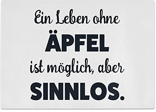 JUNIWORDS Glasschneidebrett, Ein Leben ohne Äpfel ist möglich, aber sinnlos (1009758)