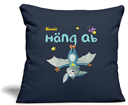 Spreadshirt KiKA-Baumhaus Mit Fidi Häng Ab Kissenbezug 45x45 cm, One Size, Navy
