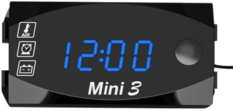 ulafbwur Temperaturanzeige Universal Elektronische Uhr Thermometer Voltmeter IP67 3 in 1 12V Elektronisches Messgerät für Motorrad Elektronische Uhr LED Uhr
