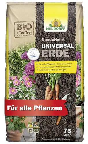 Neudorff NeudoHum UniversalErde - Torffreie Bio-Erde für Balkon, Garten und Zimmerpflanzen, NABU empfohlen, 75 Liter
