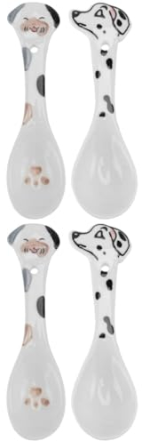 Sosoport 4pcs Ceramic Pet Dog Can Spoons Feeding Spoons for Cats Tiny Scoops Pet Food Scoops Dog for Feeding