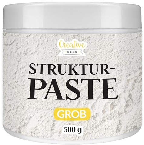 Creative Deco Grovkornig Texturpasta | 500g | Vit | Fin Pasta för Konstprojekt | För Akrylmålning | Lätt att Applicera med Spatel | För 3D-Effekter | Strukturer | Texturer