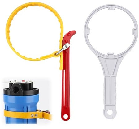 MisFun 2 Pièces Clé pour Bouteille Filtrante et Filtre à Huile - Clé à Sangle Réglable 10 Pouces, Multifonctions pour Pipelines