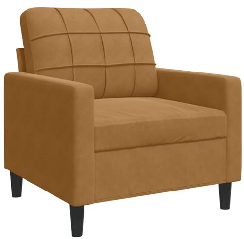 vidaXL Sessel, Relaxsessel Sofa für Wohnzimmer, Loungesessel Polstersessel Metallgestell, Fernsehsessel Ruhesessel Clubsessel, Braun Samt