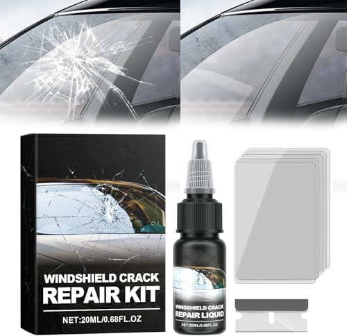 Skeadex Auto Windschutzscheibe Riss Reparatur Flüssigkeit, 2024 Neu Glasreparaturflüssigkeit 20ml, Windschutzscheibe Reparaturset mit Klinge und Aushärtungsfilm, zur Reparatur von Kratzern, Löchern, R