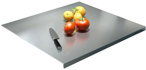Plaque Inox Cuisine 50 x 40 cm Planche à Découper en Acier Inoxydable,Plan de Travail Inox Antibactérienne pour Cuisine,Bar,Restaurant,Plan de Travail Inox pour Pizza,Pain,Gâteaux