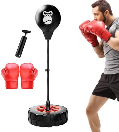 Stehender Speedbag, Boxsack mit Ständer,Boxsack für das Fitnessstudio | Höhenverstellbarer Boxsack mit Boxhandschuhen mit Ständer, Boxausrüstung für Jugendliche und Erwachsene